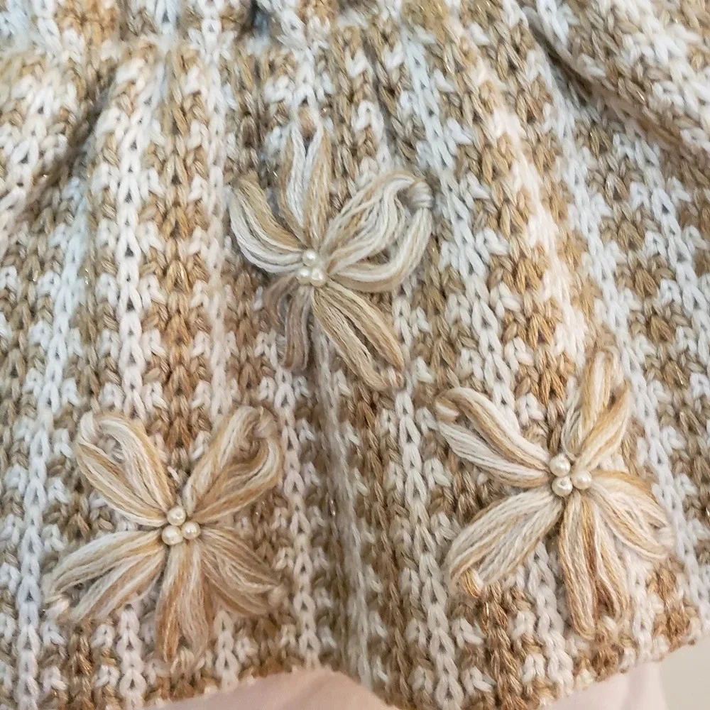 Coldwater Creek Gold & White Knit Scarf